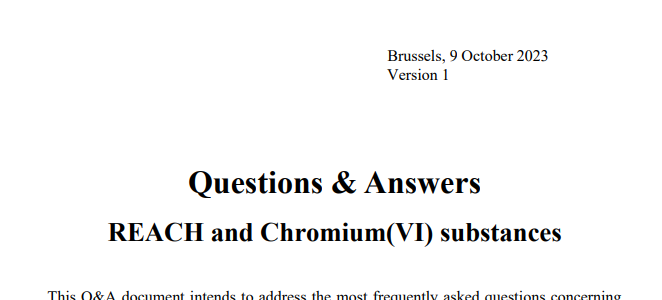 ECHA to prepare restriction proposal on chromium (VI) substances