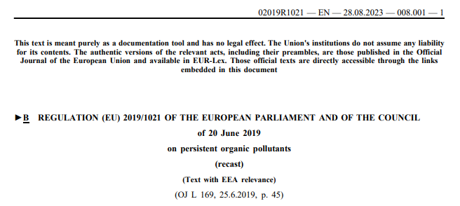 Persistent Organic Pollutant Restrictions Update